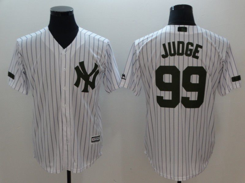 Men New York Yankees #99 Judge White stripes Game MLB Jerseys
